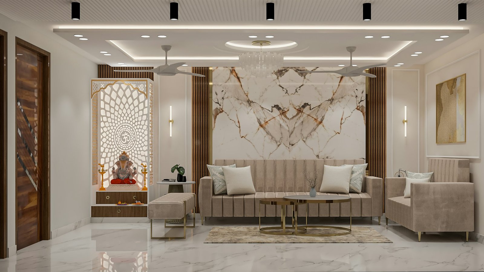 Premium Indian living room interior by A26 Designs